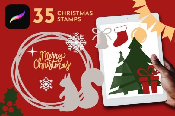 Download Christmas Procreate Brush, Xmas Stamps - Premium Resources