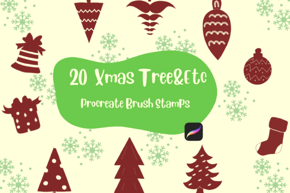 Download Procreate Brush Stamp Xmas Tree &amp; Etc - Premium Resources