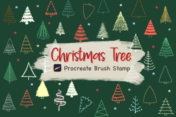 Download Procreate Brush Stamp, 55 Christmas Tree - Premium Resources